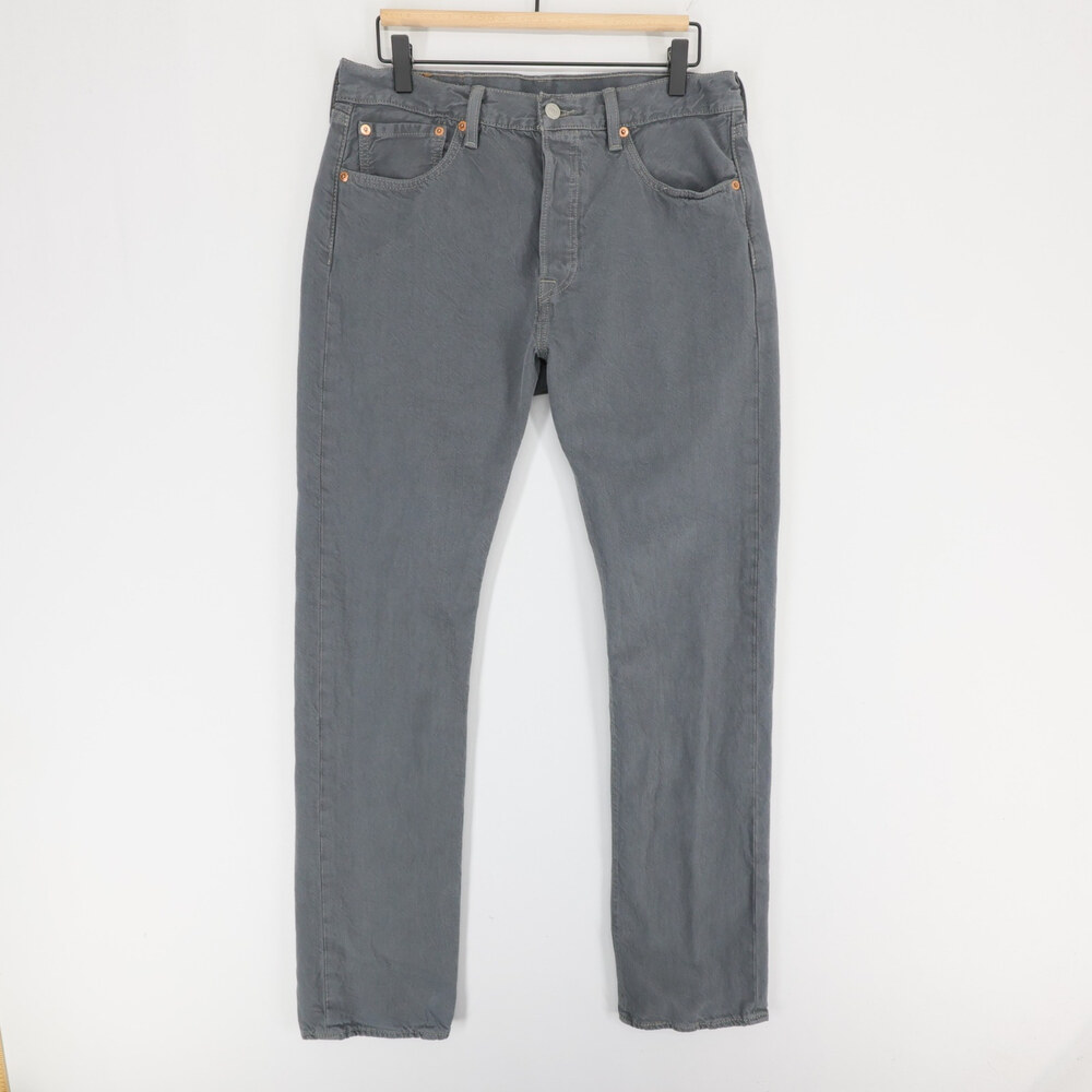 Levis 501 Jeans Mens 32x34 Gray Straight Leg Button Fly Classic Fit Cotton Denim